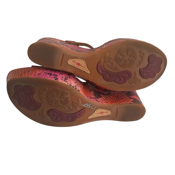 Born Crown Pink/Orange Faux Snakeskin Wedge Platform Sandal 10 - Picture 8 of 8